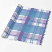 Papier Cadeau Madras Plaid Blue et Purple (Déroulé)