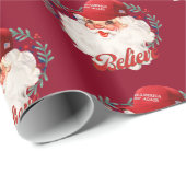 Papier Cadeau MAGA Père Noël pense que Trump est un républicain (Coin rond)