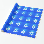 Papier Cadeau Magen Lavan<br><div class="desc">Présente une étoile fractale blanche de David sur un arrière - plan bleu. Convient pour Chanukkah,  un bar/Bat mitzvah,  ou d'autres occasions.</div>