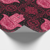 Papier Cadeau Magenta Hamsa main sur le noir Belle (Coin)