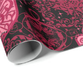 Papier Cadeau Magenta Hamsa main sur le noir Belle (Coin rond)