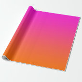 Papier Cadeau Magenta rose chaud et orange brillant Ombre (Déroulé)