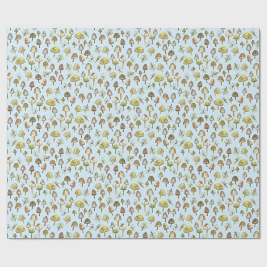 Papier Cadeau Magic Champignons Aquarelle Forêt Motif Cadeau (Plat)