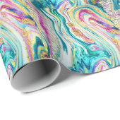 Papier Cadeau Magic Marbling : Metallic Paint Design. (Coin rond)