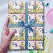 Papier Cadeau Magic Pastel Custom Unicorn Anniversaire