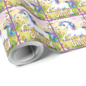 Papier Cadeau Magic Pastel Custom Unicorn Anniversaire (Coin rond)