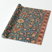 Papier Cadeau Magical Oriental Rug Pattern in Blue and Red (Déroulé)