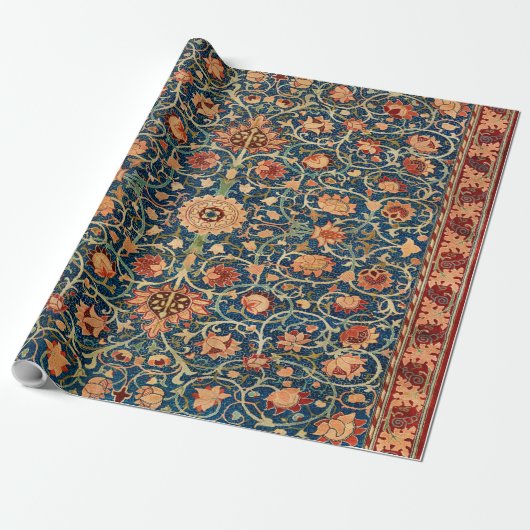 Papier Cadeau Magical Oriental Rug Pattern in Blue and Red (Déroulé)