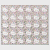 Papier Cadeau Magical Unicorn Purple Flower 1st birthday (Plat)