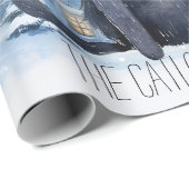 Papier Cadeau Magicien Chat Aquarelle Noël (Coin rond)