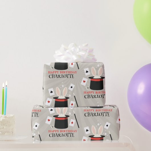 Papier Cadeau Magicien Show Magicien Enfants Anniversaire Nom pe (Cadeaux de fête)