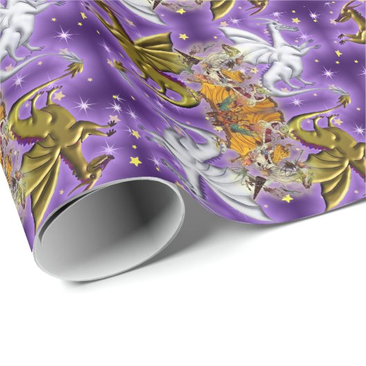 Papier Cadeau Magiciens et dragons (Coin rond)