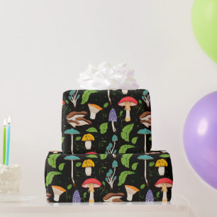 Papier Cadeau Magie de la Forêt Profonde : Motif de Champignons