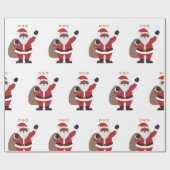 Papier Cadeau Magie de vacances African American Père Noël (Plat)