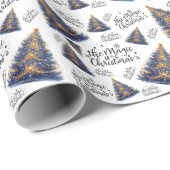 Papier Cadeau Magie des arbres de Noël (Coin rond)