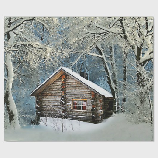 Papier Cadeau Magie hivernale Rustique Cabine de billes (Plat)