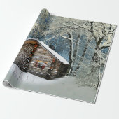 Papier Cadeau Magie hivernale Rustique Cabine de billes (Déroulé)