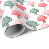 Papier Cadeau Magie Whimsic Cute Champignons colorés (Coin rond)