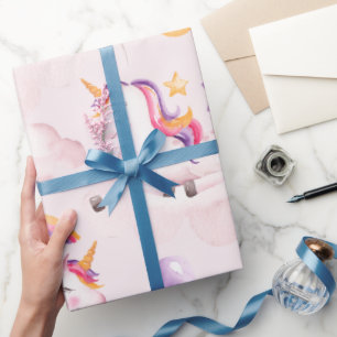 Papier Cadeau Magique Unicorn Rainbow Anniversaire Party