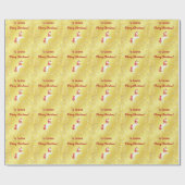 Papier Cadeau Magique Unicorne Snowflakes Nom Joyeux Noël Or (Plat)