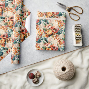 Papier Cadeau Magnifique bouquet bohème d'automne