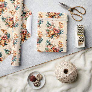 Papier Cadeau Magnifique bouquet bohème d'automne