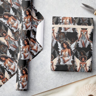 Papier Cadeau Magnifique motif de design d'anges fille noire -So