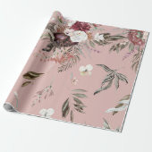 Papier Cadeau Magnifique motif floral rose moderne pour cadeau (Déroulé)
