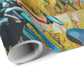 Papier Cadeau Magnifique peinture cycliste (Coin rond)