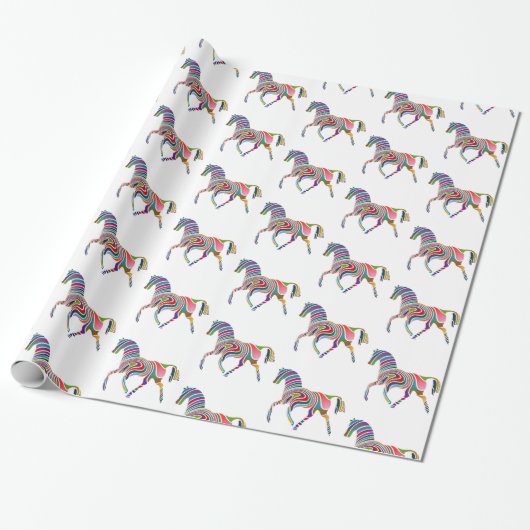 Papier Cadeau Magnifique Rainbow Color Horse Thunder_Cove (Déroulé)
