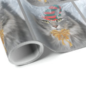 Papier Cadeau Magnifique secourt Cat cadeau de Noël enveloppé (Coin rond)