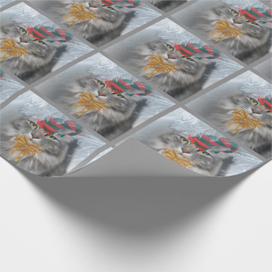 Papier Cadeau Magnifique secourt Cat cadeau de Noël enveloppé (Coin)