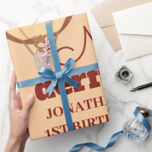Papier Cadeau Magnifique YAK Montgolfière 1er Anniversaire