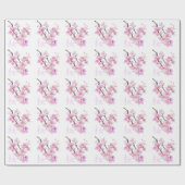 Papier Cadeau Magnifiques fleurs de cerisier Sakura à l'aquarell (Plat)