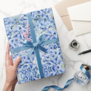 Papier Cadeau Magnifiques hortensias bleus - motif floral
