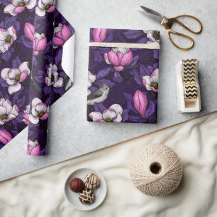 Papier Cadeau Magnolia en floraison et tireur 4