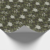 Papier Cadeau Magnolia et feuilles verts sur noir (Coin)