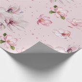 Papier Cadeau Magnolia Floral Aquarelle Rose Pâle Cadeau (Coin)