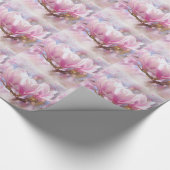 Papier Cadeau Magnolia rose-pourpre en floraison - Fleur de prin (Coin)