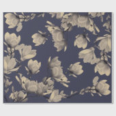 Papier Cadeau Magnolias du sud et bleu de minuit (Plat)