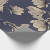 Papier Cadeau Magnolias du sud et bleu de minuit (Coin)