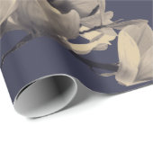 Papier Cadeau Magnolias du sud et bleu de minuit (Coin rond)