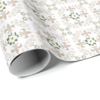 Magnolias | Fleur de Lis Motif - Greige | Blanc