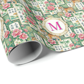 Papier Cadeau Mahjong Chinoiserie Floral Monogram Personalized