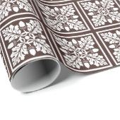 Papier Cadeau Mahogany Acorn and Leaf Tile Design (Coin rond)