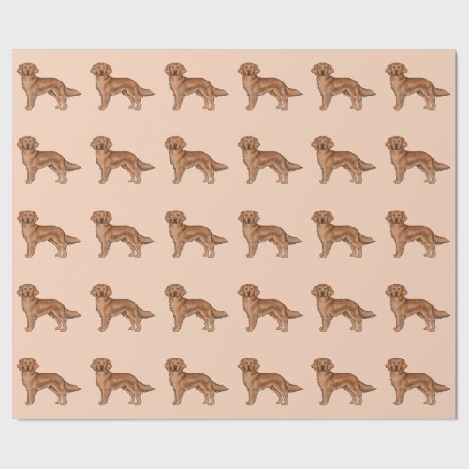 Papier Cadeau Mahogany Red Golden Retriever Motif de dessin de c (Plat)