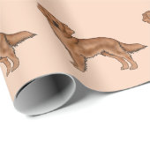 Papier Cadeau Mahogany Red Golden Retriever Motif de dessin de c (Coin rond)