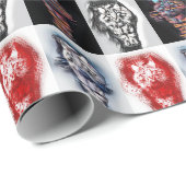 Papier Cadeau Main Coon Art Collage Funky Trends cadeau vacances (Coin rond)