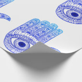 Papier Cadeau Main de Hamsa bleu / Défense des yeux mal / Main d (Coin)