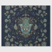 Papier Cadeau Main de Hamsa - Main de Fatima Blue Gemstones (Plat)